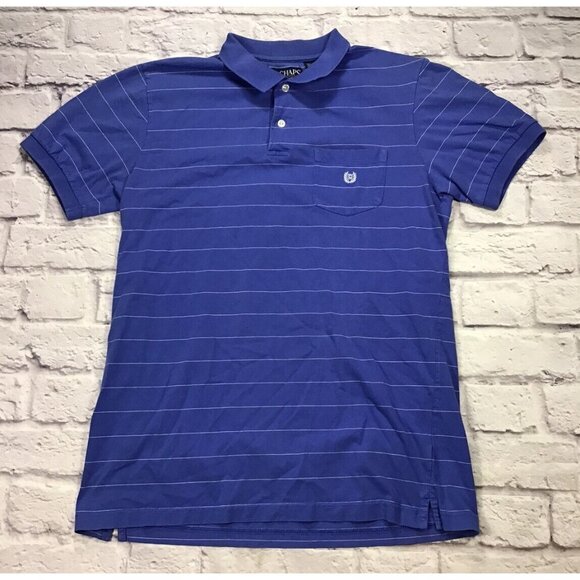Chaps Mens Striped Polo Shirt Short Sleeve Blue White Stripe Size Medium - Picture 2 of 5